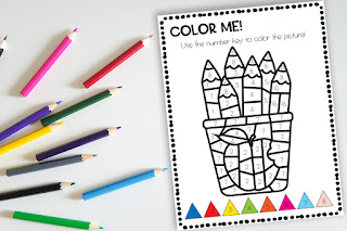 Color Pencils Themed Color By Number Preschool Printable Worksheet