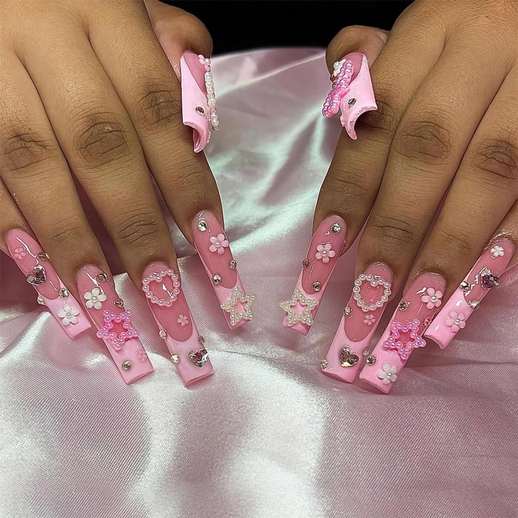 35 pink nail design ideas | pink press on nails ideas | press on nails ideas