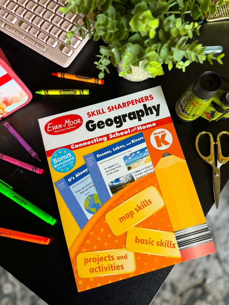 Skill Sharpeners Geography Grade K workbook by Evan-Moor for kindergarten geography