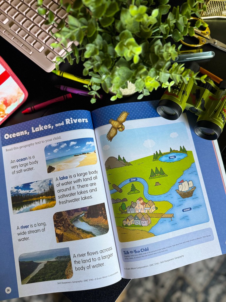 Oceans lakes and rivers lesson with real-world photographs for kindergarten geography