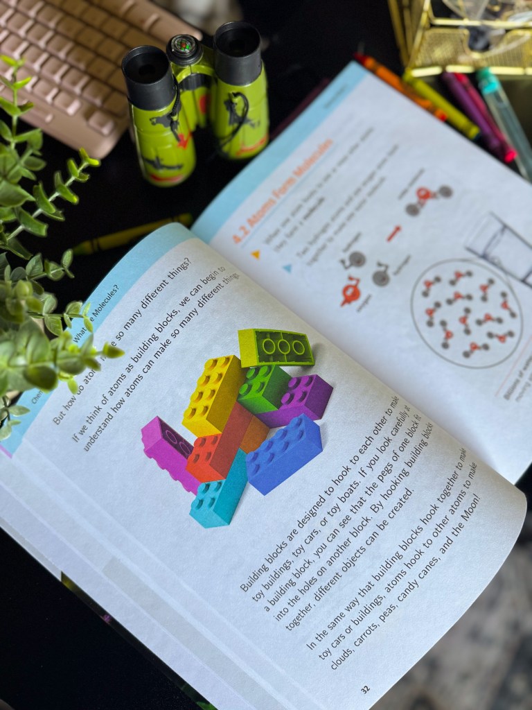 Atoms and molecules homeschool science lesson with colorful illustrations