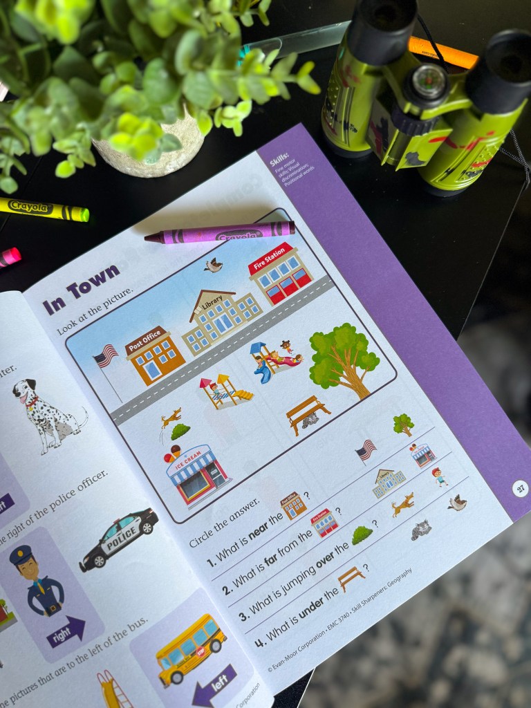 In Town map activity teaching location and positional words in kindergarten geography