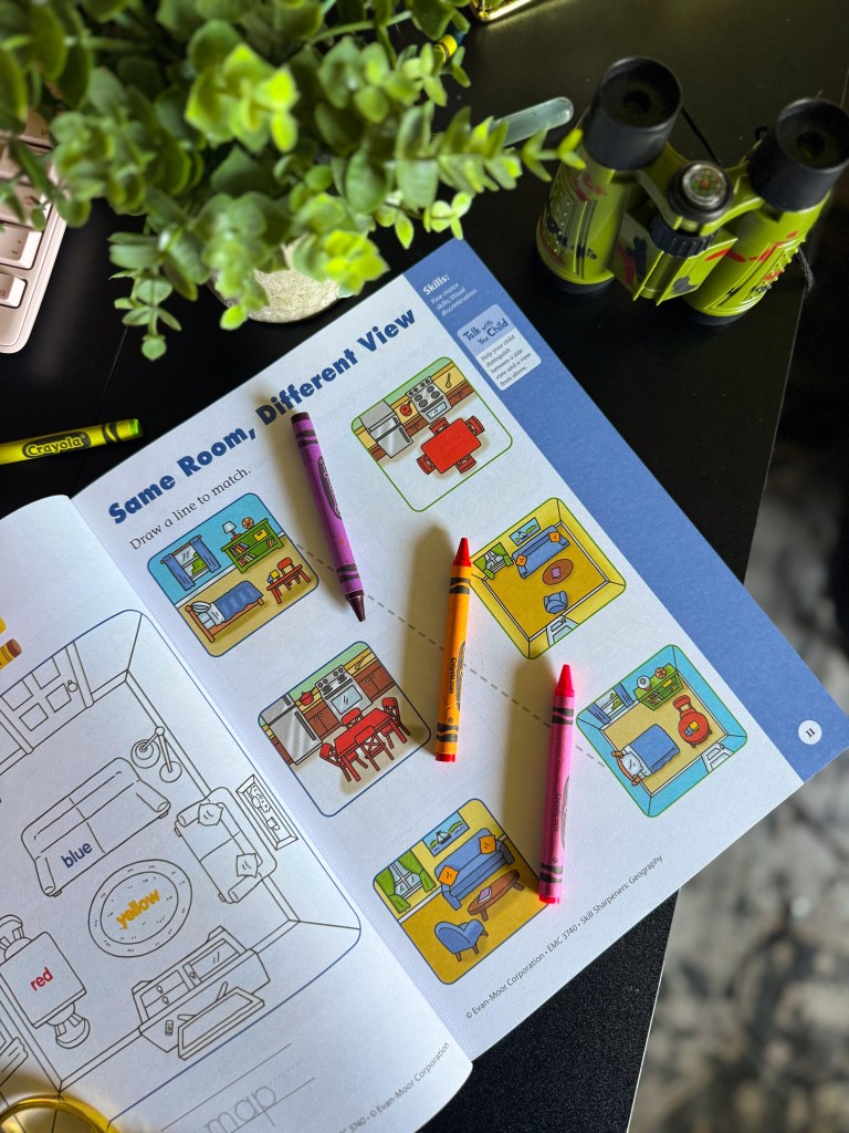 Living room map activity in the Skill Sharpeners Geography Kindergarten workbook