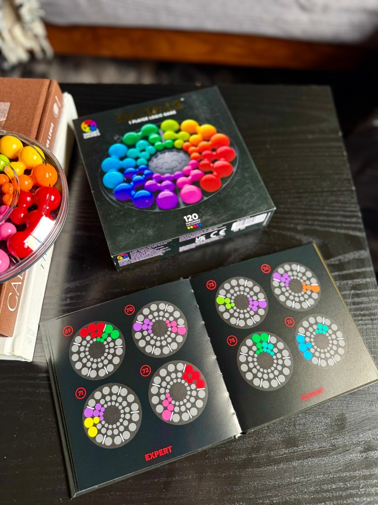 IQ Circle challenge booklet showing expert-level logic puzzles