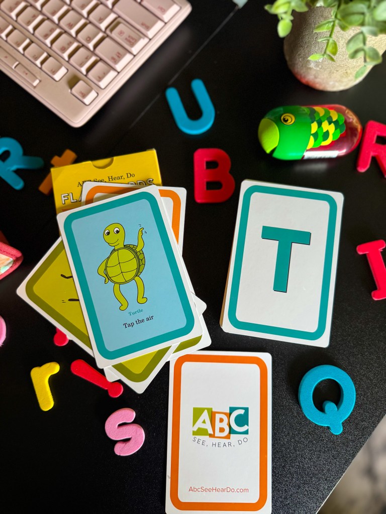 Letter T and turtle movement cards for interactive kindergarten letter sound practice
