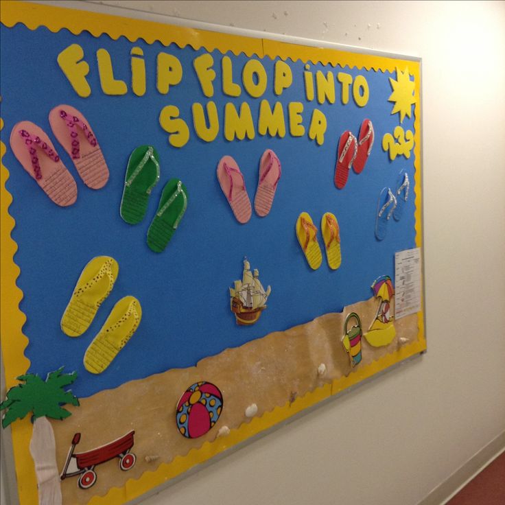 flip flop into summer bulletin board beach theme classroom decor