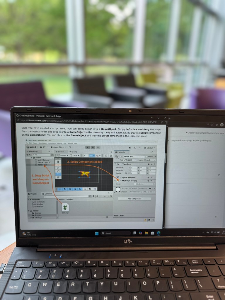 Saving changes in the Unity inspector during CompuScholar lesson