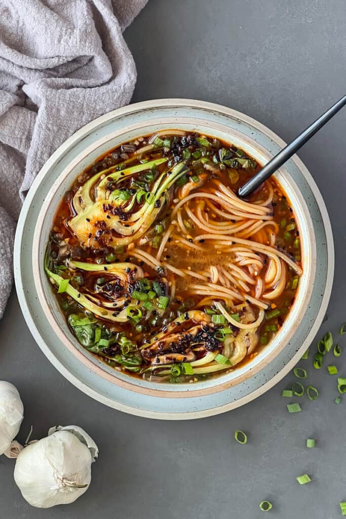 healthy bok choy noodle soup easy vegan dinner