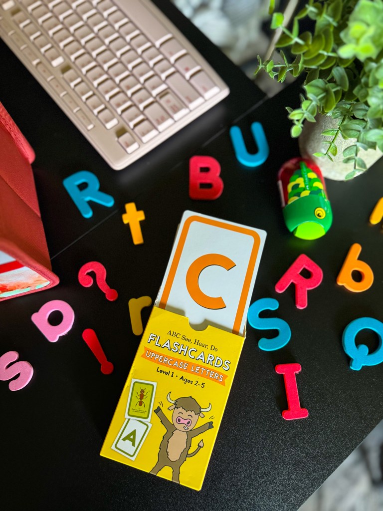 ABC See, Hear, Do uppercase letter flashcards with letter C for kindergarten letter recognition