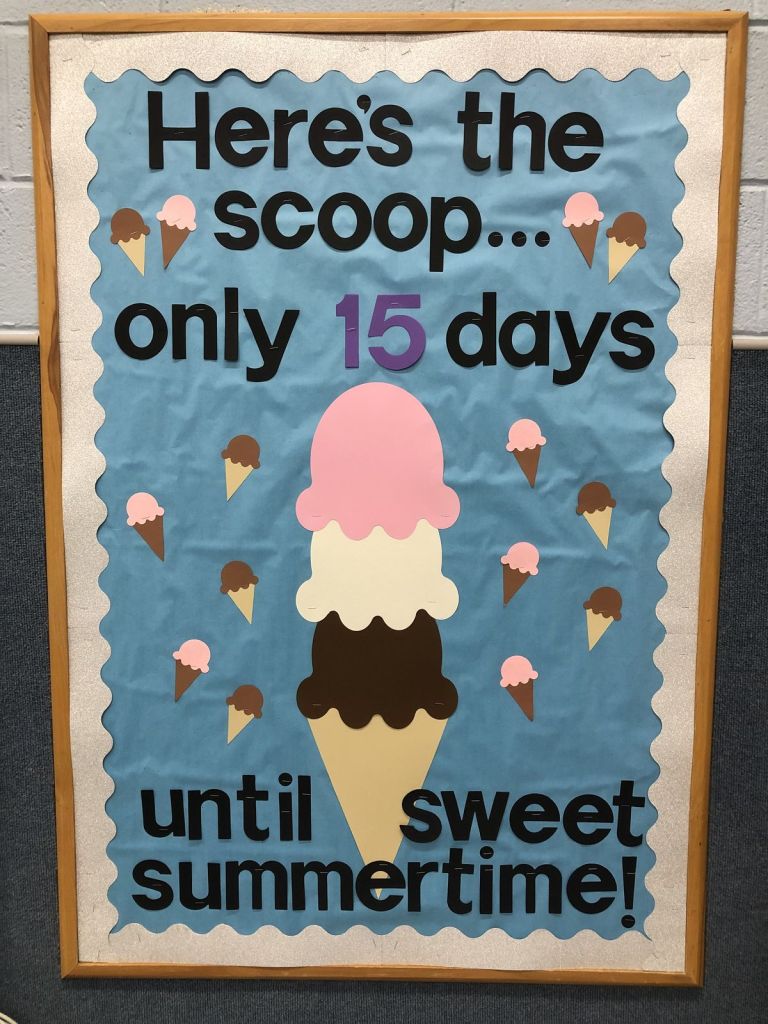 heres the scoop bulletin board classroom ice cream countdown end of year