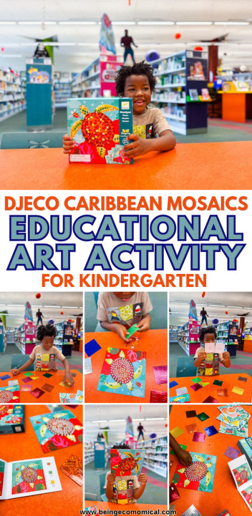 Hands-on kindergarten learning with Djeco Caribbean Mosaics, supporting early math skills, focus, fine motor development, and creative confidence.