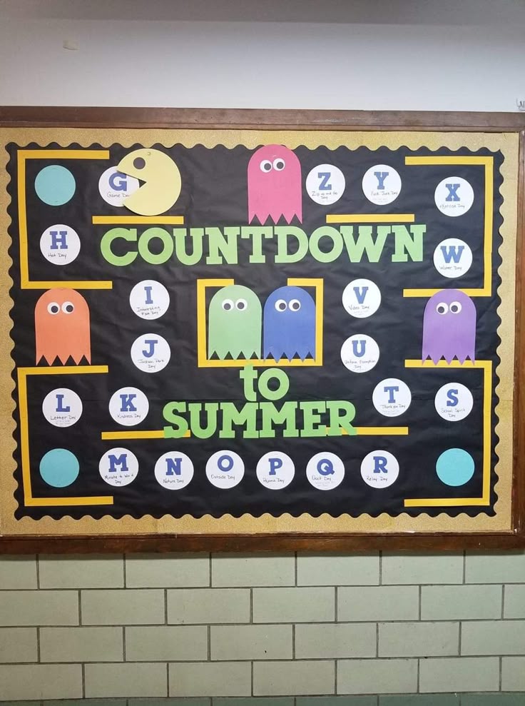 countdown to summer bulletin board classroom pacman theme display