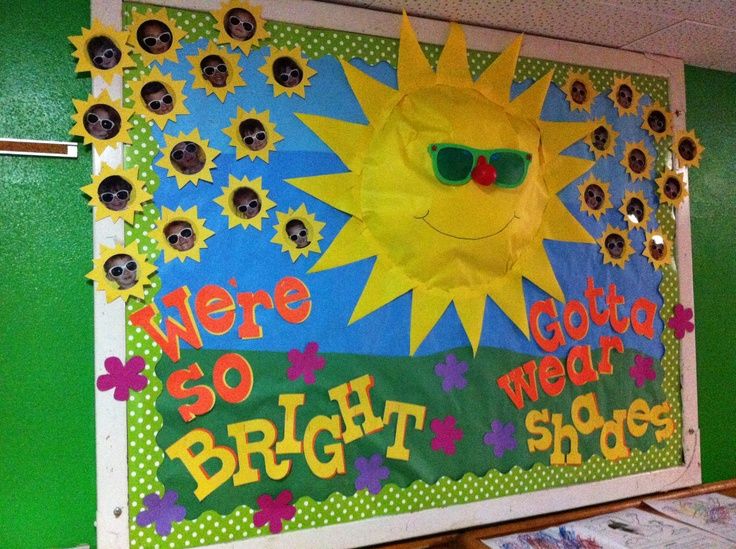 summer bulletin board bright sun sunglasses classroom colorful display