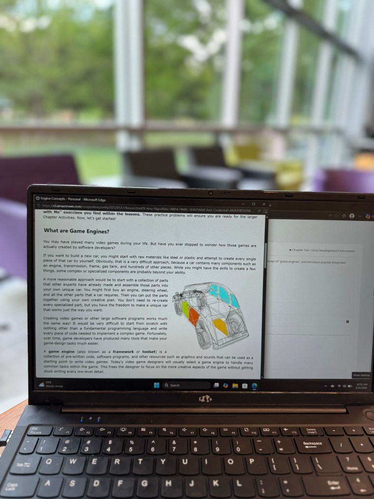 What are game engines lesson in the CompuScholar Unity homeschool coding course