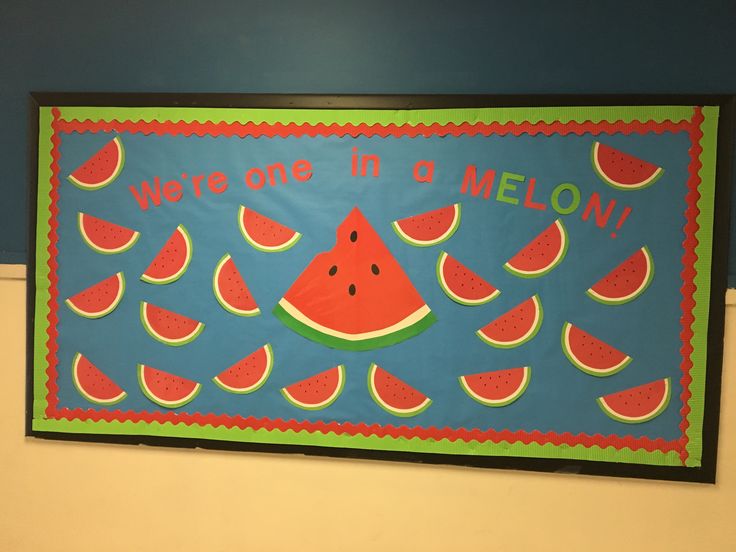 one in a melon bulletin board blue background classroom display
