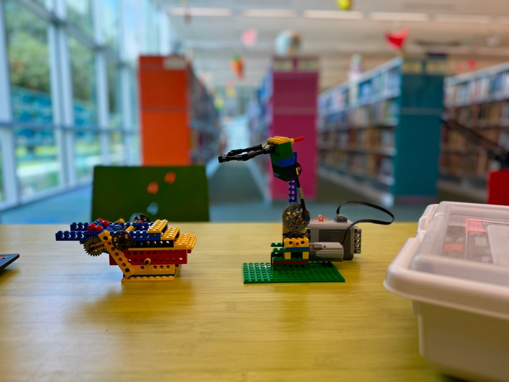 Completed section of an iBrick STEM model with motor and gear mechanism