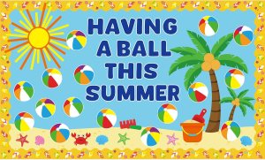 beach ball themed classroom door idea for summer decor
