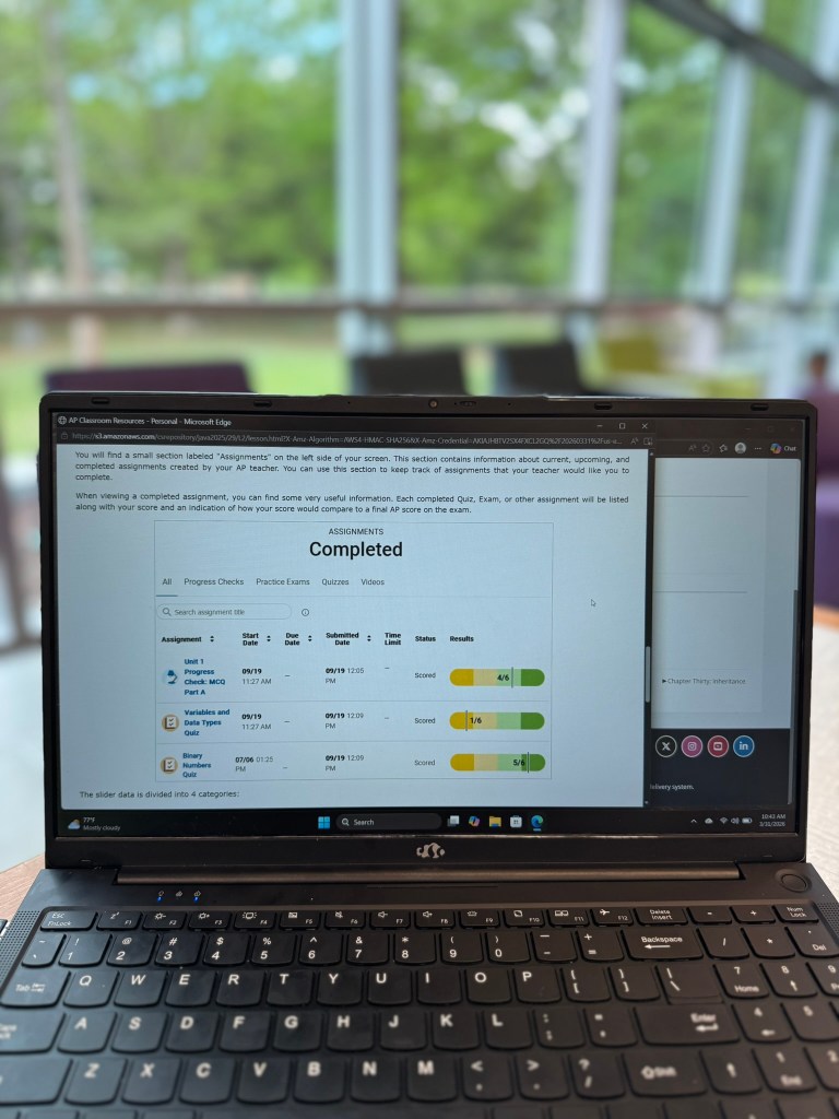 homeschool coding course dashboard showing student progress and assignments completed