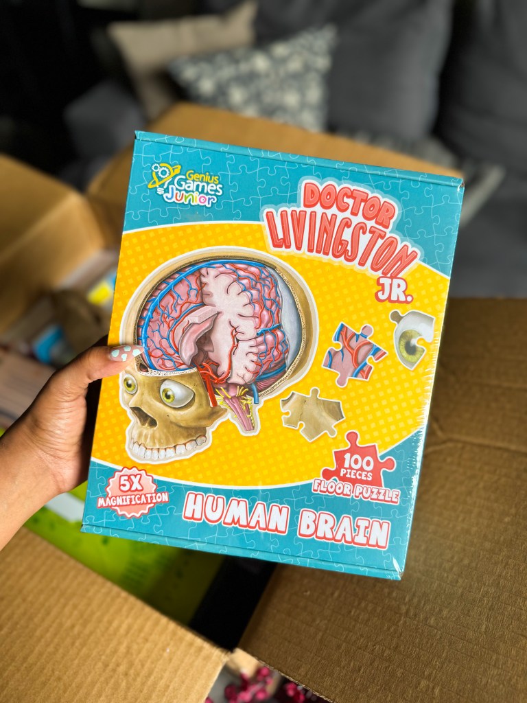 Doctor Livingston Jr. Human Brain floor puzzle for kindergarten science and anatomy learning.