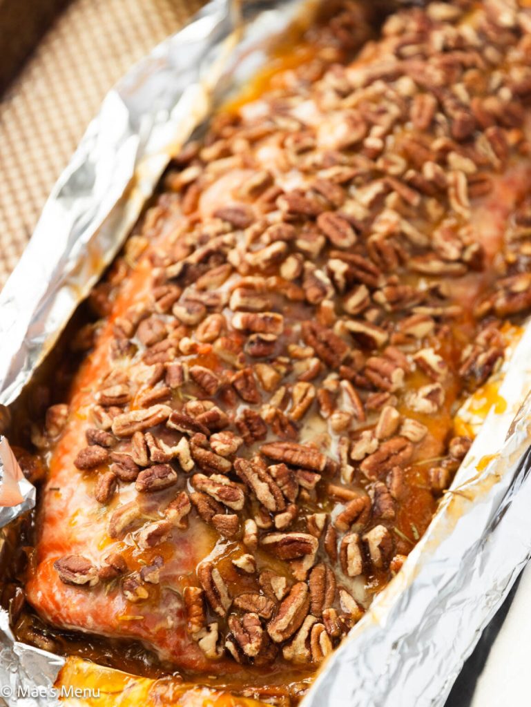 healthy pecan crusted salmon baked dinner
