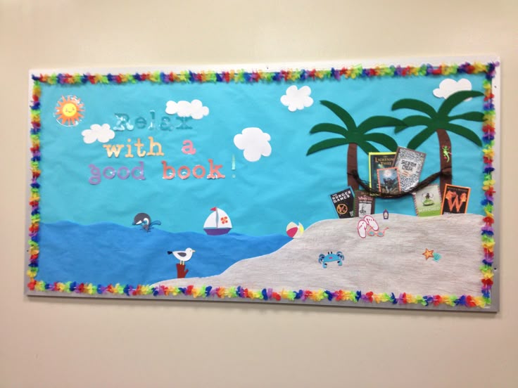 relax with a good book bulletin board beach reading classroom display