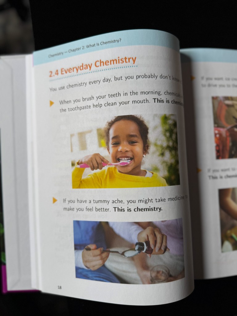 Close-up of an everyday chemistry lesson in the Real Science-4-Kids kindergarten science book.