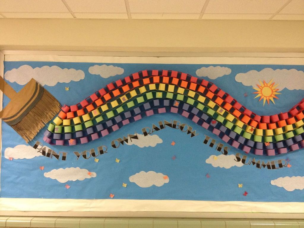 paint your own rainbow bulletin board classroom colorful summer display