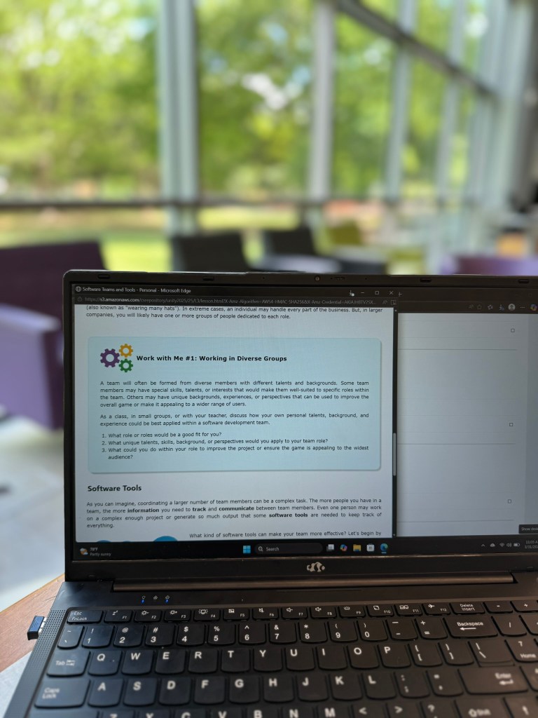 Working in diverse groups activity in the CompuScholar Unity course