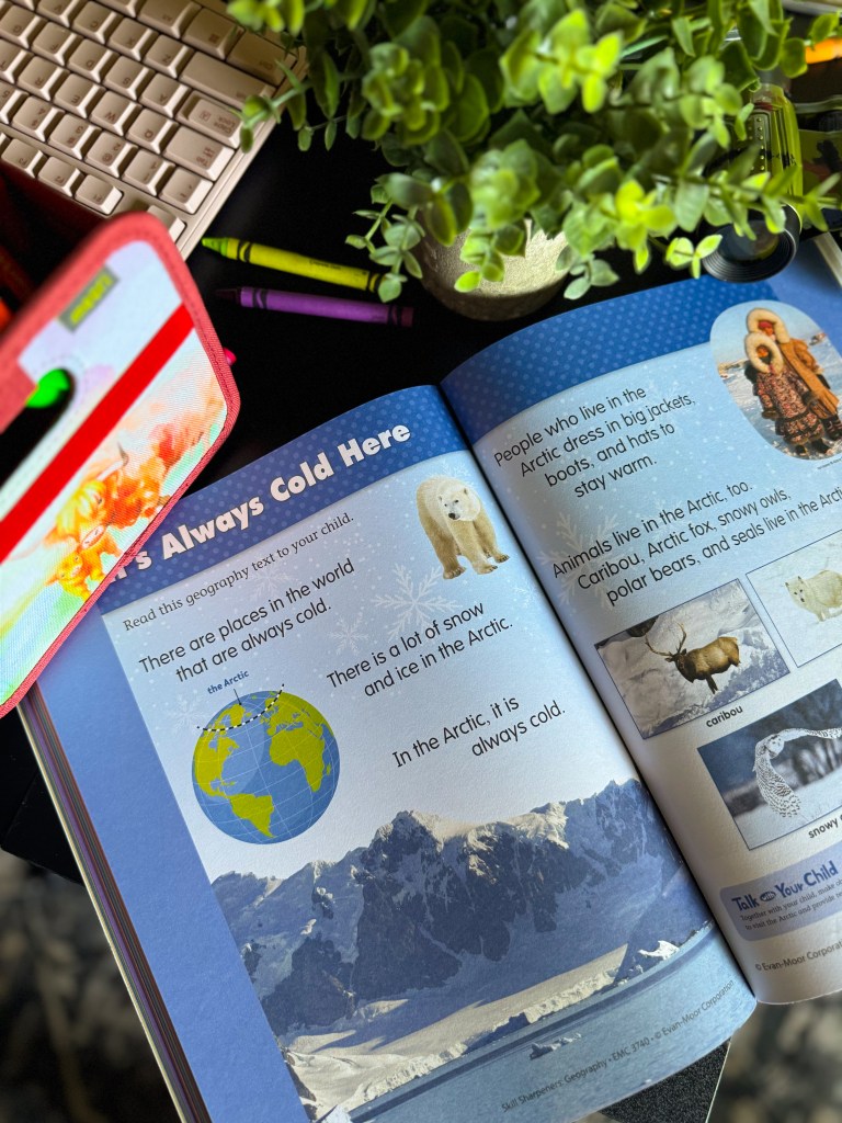 Arctic geography lesson teaching kindergarteners about cold climates and polar regions