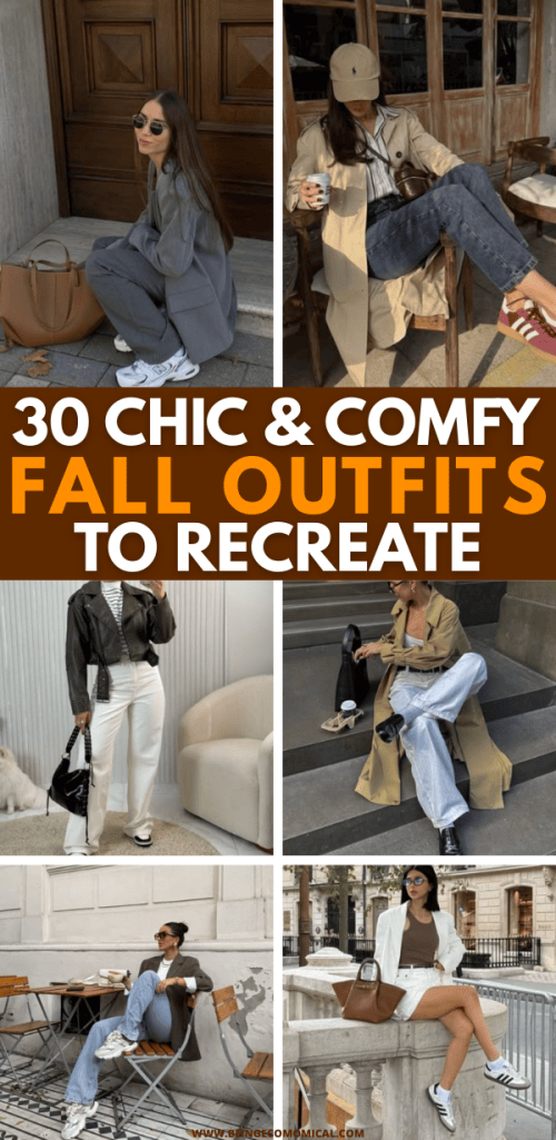 A collage featuring six fashionable fall outfits, showcasing a variety of stylish looks including layers, trendy accessories, and a mix of casual and chic elements.