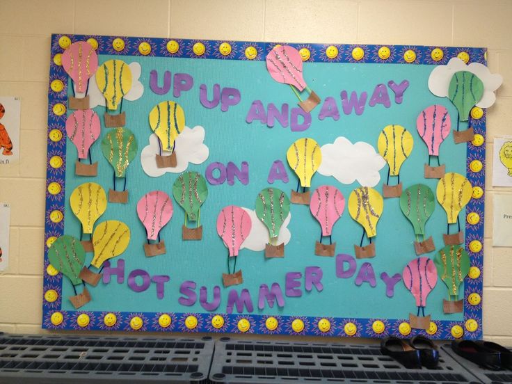 hot air balloon summer bulletin board classroom display colorful