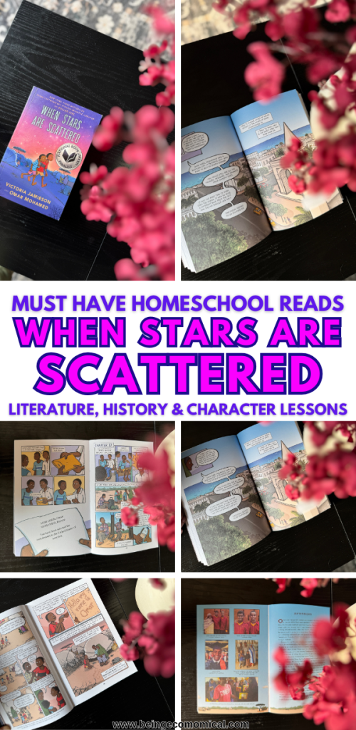When Stars Are Scattered graphic novel cover used in Timberdoodle homeschool curriculum

Homeschool mom sharing book review of When Stars Are Scattered by Victoria Jamieson and Omar Mohamed

Children reading When Stars Are Scattered graphic novel as part of middle school literature lesson

Timberdoodle Kit book When Stars Are Scattered used in homeschool curriculum plans

Homeschool family discussing refugee stories while reading When Stars Are Scattered

Flat lay of When Stars Are Scattered graphic novel with homeschool lesson plan notes

Graphic novel literature for homeschoolers: When Stars Are Scattered study guide

Mother teaching homeschool literature lesson using When Stars Are Scattered

Student writing journal entry after reading When Stars Are Scattered in homeschool curriculum

Homeschool book review of When Stars Are Scattered with lesson plan ideas