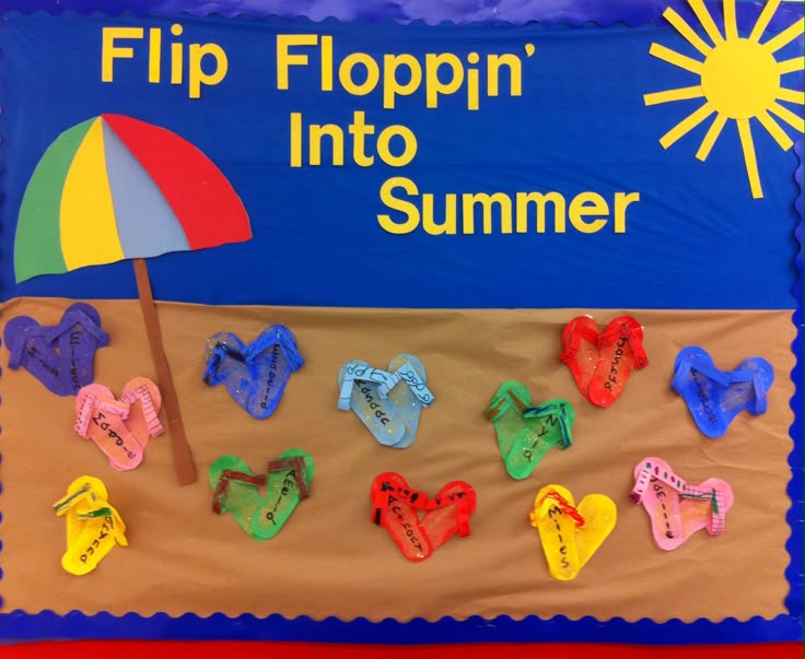 flip floppin into summer bulletin board classroom beach decor