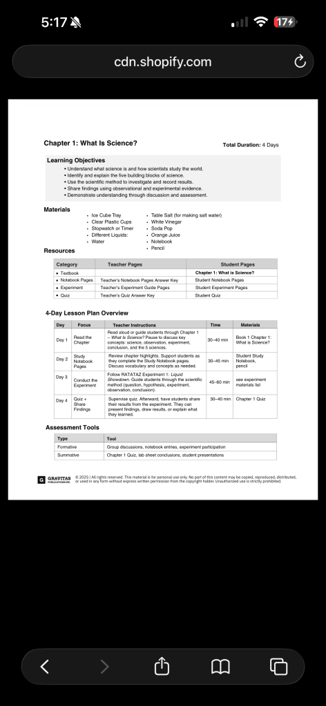 Real Science-4-Kids homeschool science lesson plan with daily teaching instructions