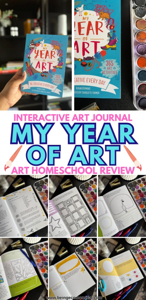 A hand holding the book 'My Year of Art,' showcasing its colorful cover and design.