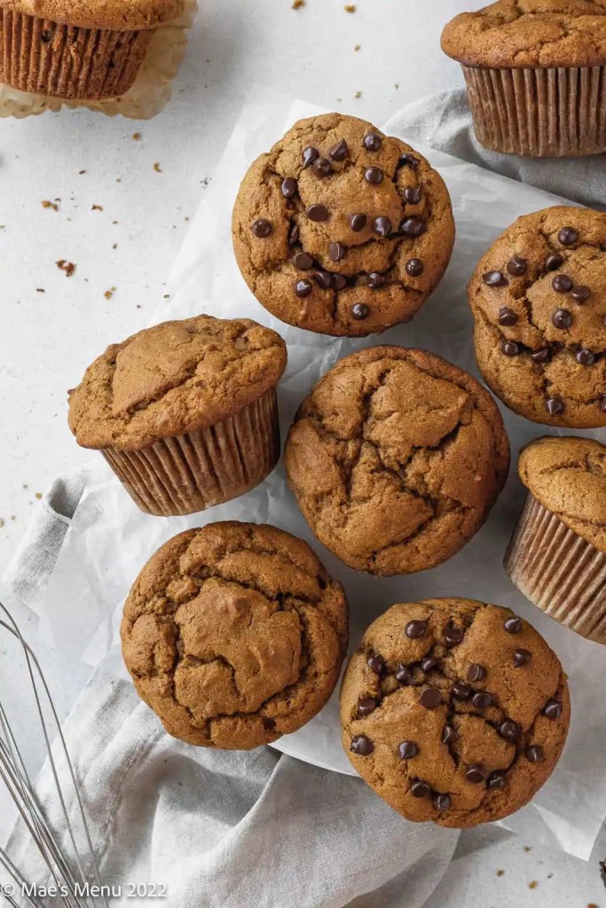 Pumpkin muffins topped with cinnamon sugar – easy fall dessert idea.