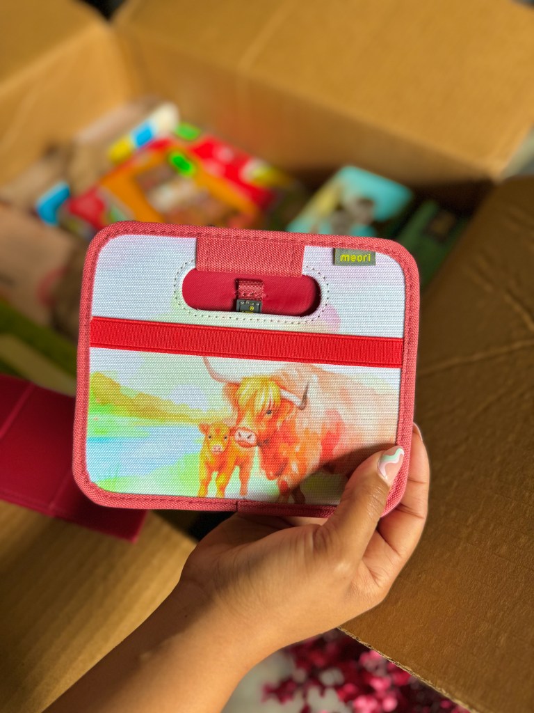 Colorful Meori Mini Foldable Box for organizing kindergarten homeschool supplies.