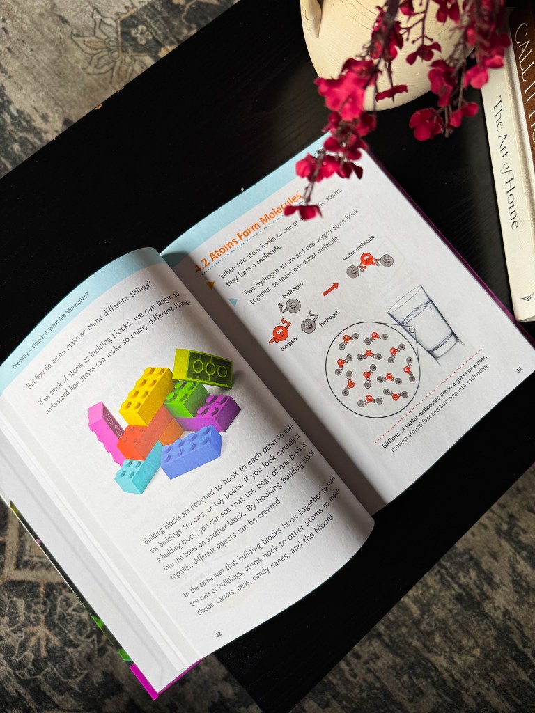 Close-up of an everyday chemistry lesson in the Real Science-4-Kids kindergarten science book.