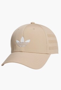 A beige Adidas cap featuring the iconic logo.