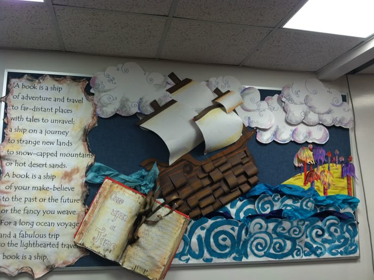 reading adventure ship bulletin board classroom ocean theme