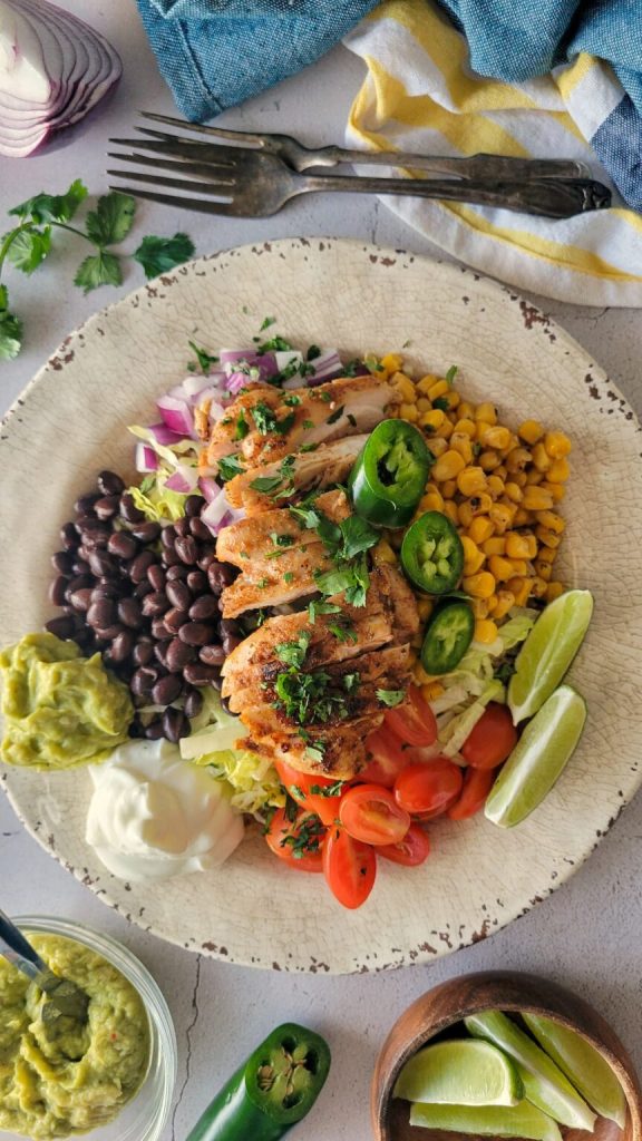 healthy chicken burrito bowl quick weeknight dinner
