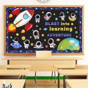rocket bulletin board kit classroom space theme end of year decor