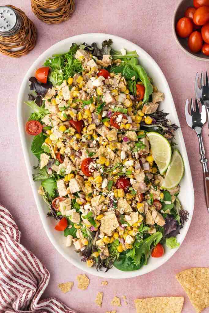 healthy mexican street corn chicken salad quick dinner