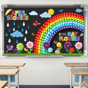 rainbow bulletin board kit classroom colorful summer decor