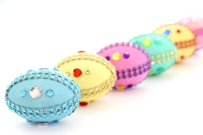 decorated easter eggs with beads and rhinestones creative egg design idea
