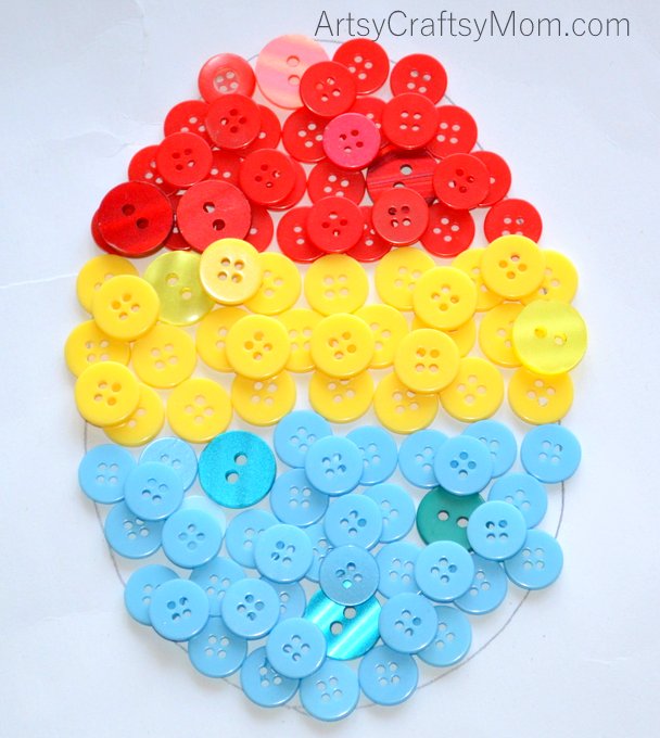 easter egg button art craft for kids colorful diy wall art idea