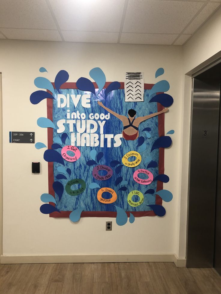 dive into good study habits bulletin board water splash classroom