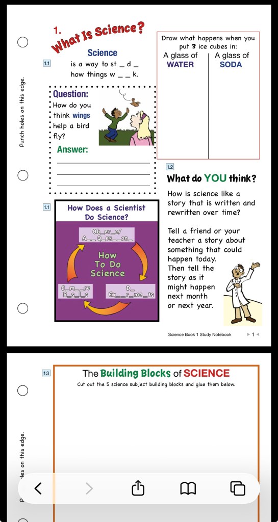 Real Science-4-Kids student notebook pages for elementary homeschool science