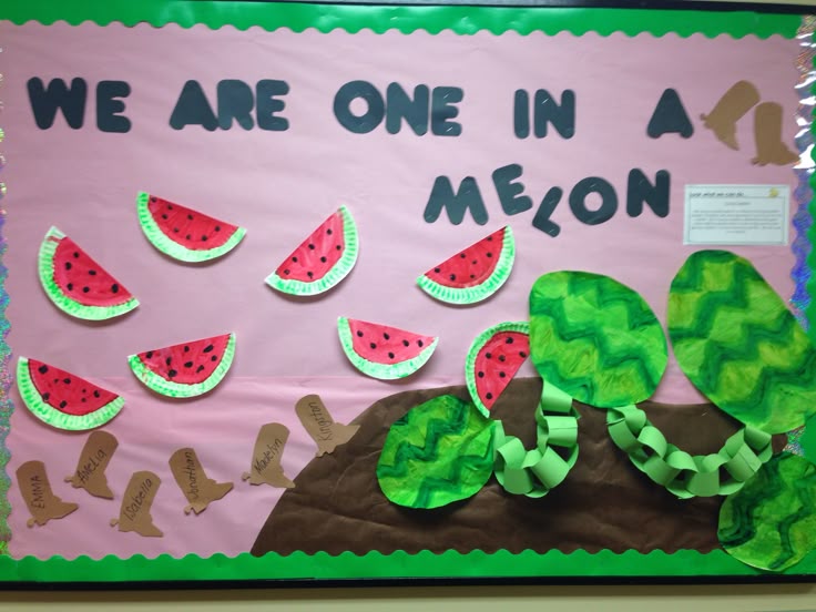 one in a melon bulletin board watermelon classroom summer decor