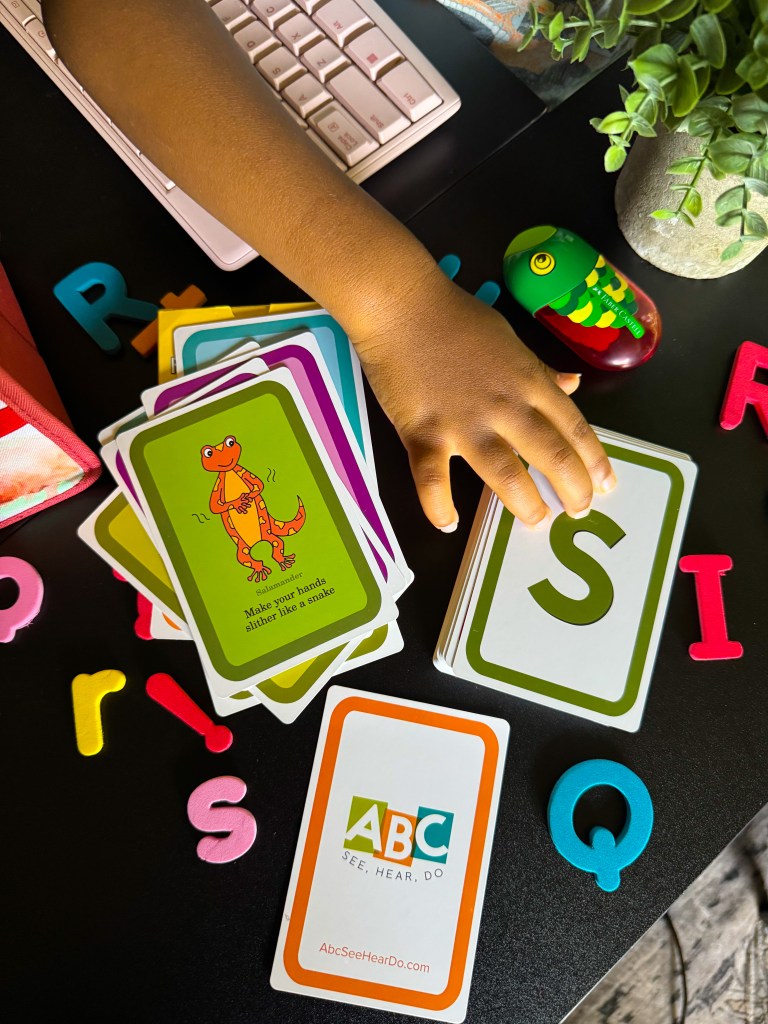 Letter S and salamander action cards for hands-on kindergarten letter sound practice